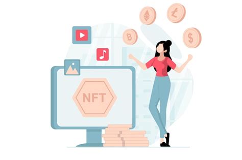 Conceito De Token Nft Cena De Pessoas Em Design Plano Mulher