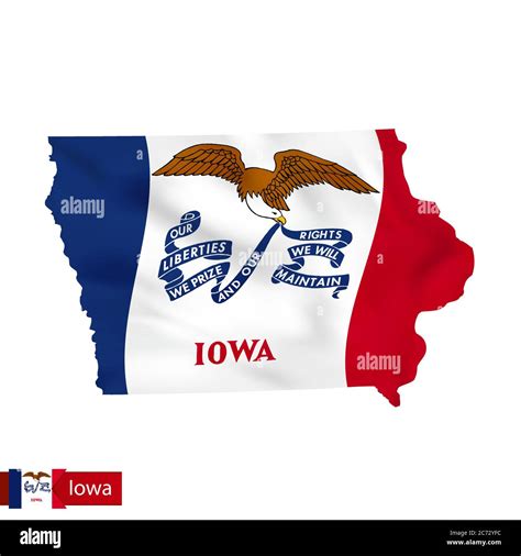 Mapa del estado de Iowa con bandera de la bandera de EE UU Ilustración