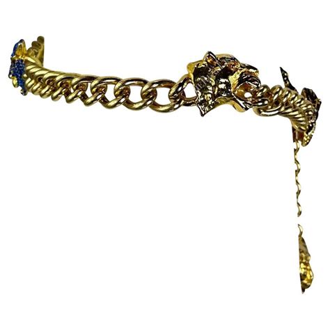 F W 1992 Gianni Versace Gold Tone Metal Rhinestone Jaguar Motif Chain Belt For Sale At 1stdibs