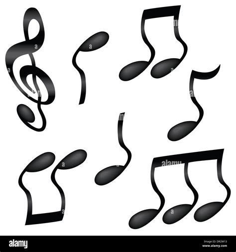 selection  wavy black musical notes isolated  white stock photo