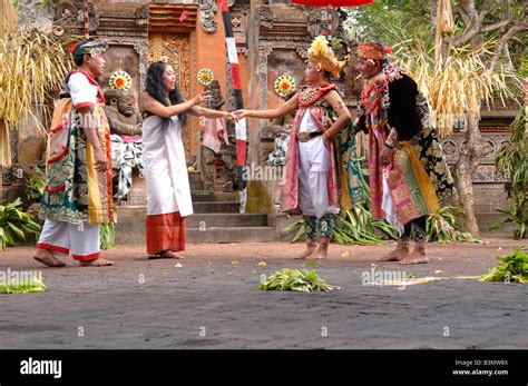 Barong Dancers Barong Dance Batubulan Island Of Bali Indonesia