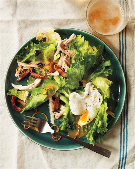 Escarole Salad With Roast Lemon Chicken Lardons And Poached Eggs Roasted Vegetable Salad