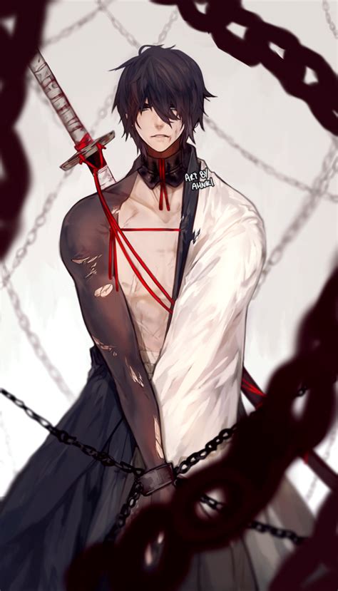 Chained By Ahniki On Deviantart Handsome Anime Guys Black Anime