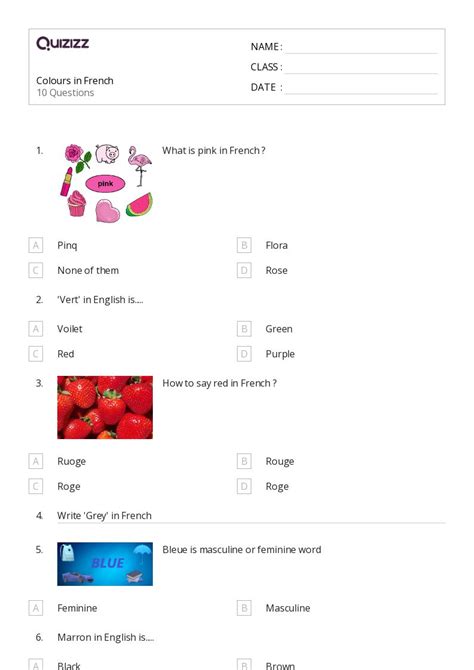 50 French Worksheets For 6th Class On Quizizz Free And Printable