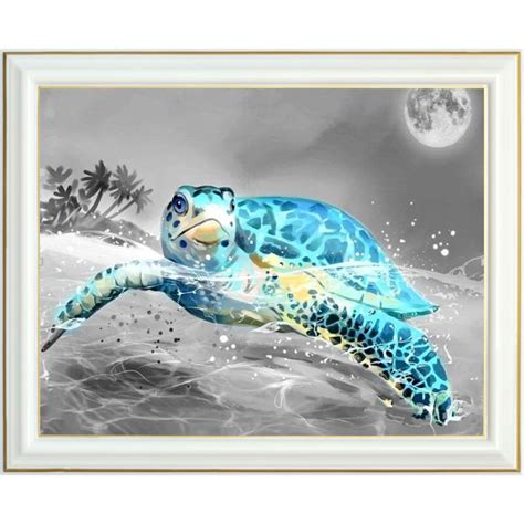 Broderie Diamant Tortue De Plage Lartera