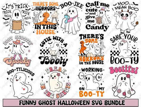 Funny Halloween Ghost SVG Bundle Cute Ghost Svg File Ghost Pumpkin