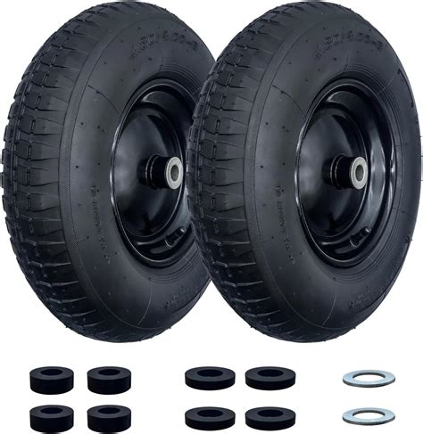 Double Bridge 2 Pack 4 80 4 00 8 Pneumatic Wheelbarrow Wheel And Tires With 3 6 Center Hub