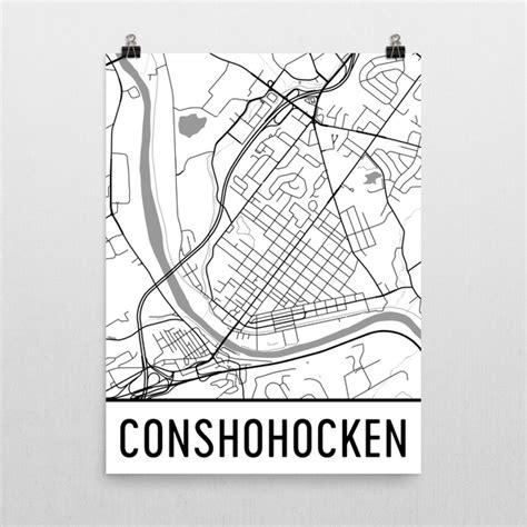 Conshohocken Street Map Poster - Wall Print by Modern Map Art