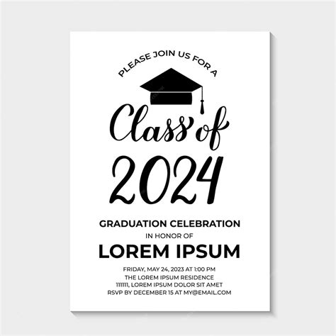 Premium Vector Graduation Party Invitation Card Template Black And White Grad Party Invite