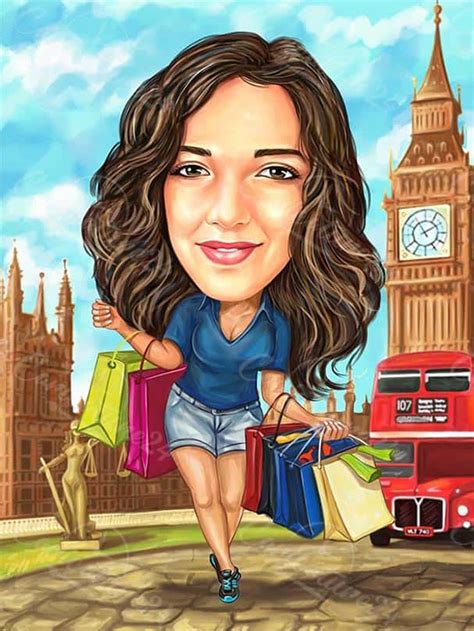 Customized Woman In London Caricature From A Photo The Perfect