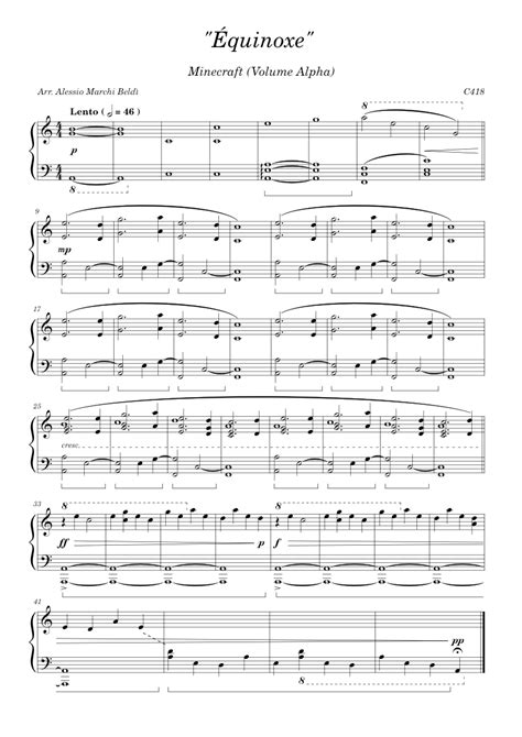 Équinoxe C418 Équinoxe Minecraft Volume Alpha Sheet Music For Piano