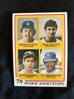 Topps Rookie Shortstops Paul Molitor Alan Trammell Rc Ebay