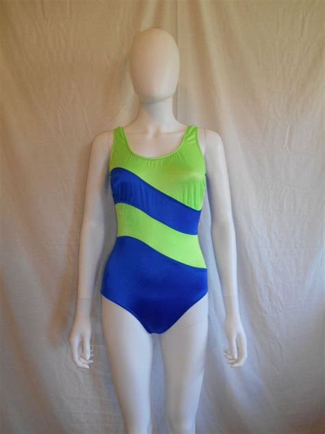 Womens 80s 90s Swimsuit Bathing Suit By Ateliervintageshop Neon Swim