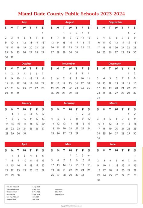 Miami-Dade County Public School Calendar Holidays 2023-2024