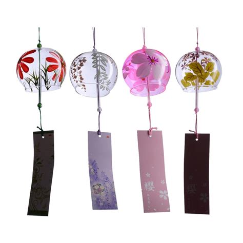 1pcs Japanese Style Glass Wind Chime Blessing Bell Room Hanging Windchimes Home Decorations Wind