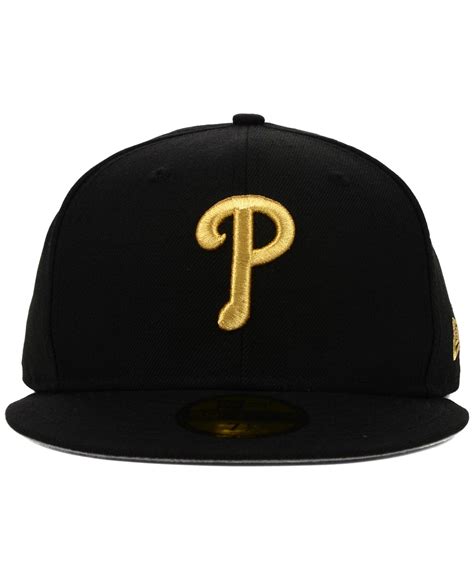 KTZ Philadelphia Phillies Gold 59Fifty Cap in Black for Men | Lyst