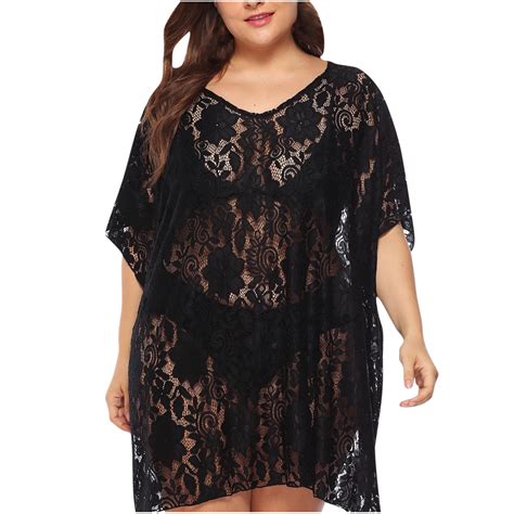 Womens 2024 Summer Crochet Hollow Bathing Suit Coverup Plus Size Sexy