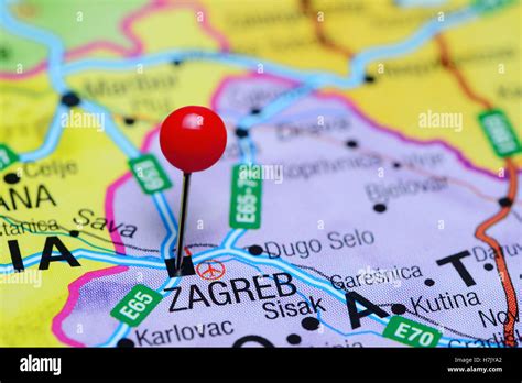 Zagreb Pinned On A Map Of Croatia Stock Photo Alamy