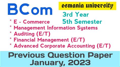 Ecommerce Mis Auditing Financial Management Bcom Th Sem