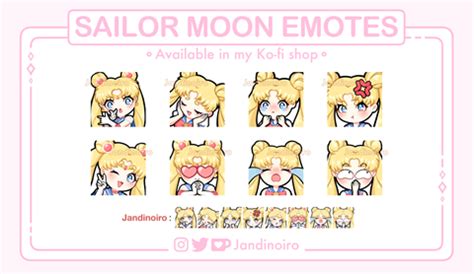 Sailor Moon Emotes Badges Pack For Twitch Jandi No Iro S Ko Fi Shop