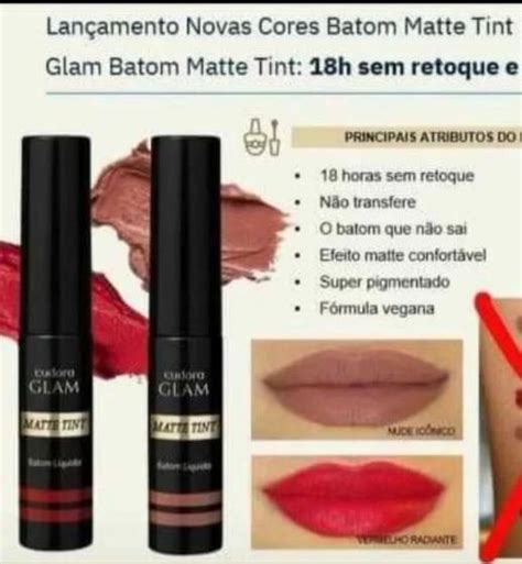 Kit Batons Matte Tint Vermelho Radiante Nude Ic Nico Eudora Batom