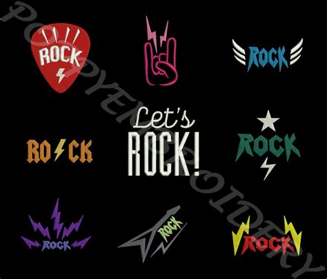 Rock Music Logo Design For Embroidery Machine Rock Music Etsy