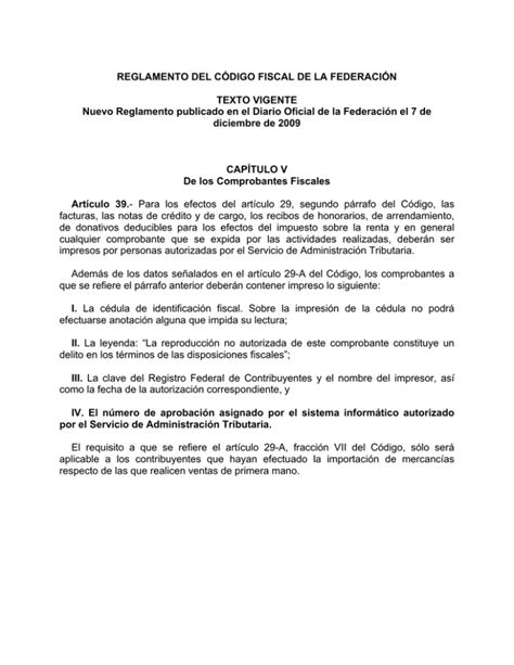 REGLAMENTO DEL CÓDIGO FISCAL DE LA FEDERACIÓN TEXTO