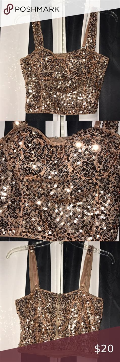 Sequins Top Cute Rose Gold Sequin Top Tops In 2020 Sequin Top Gold