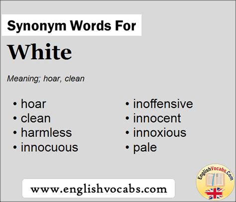 Synonym For White What Is Synonym Word White English Vocabs