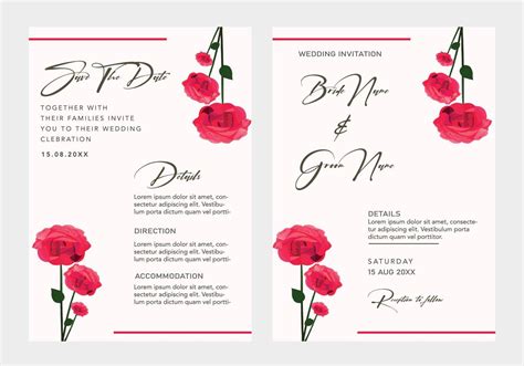 Rose wedding Invitation template 21566894 Vector Art at Vecteezy