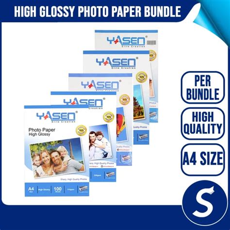 Yasen No Back Print Photo Paper High Glossy A Bundle Gsm Gsm