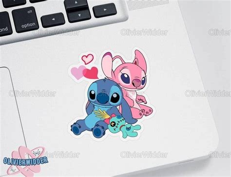 Cute Stitch And Angel Sticker Stitch Car Decal Disney Stitch Laptop Sticker Stitch