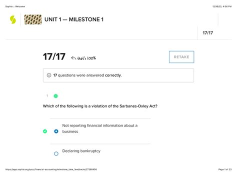 Sophia Financial Accounting Unit Milestone That S