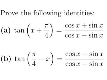 Angle Sum And Difference Trigonometric Identities (Tangent and Cotangent) Worksheet (With ...