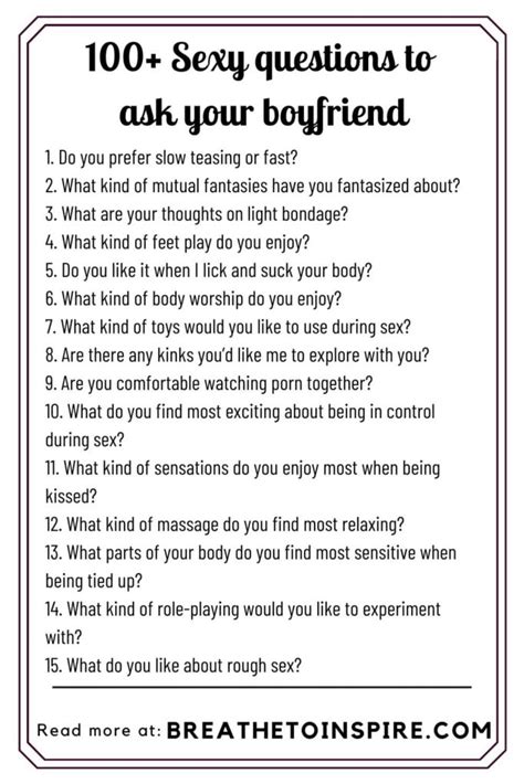 100 Sexual Questions To Ask Your Boyfriend Very Sexy Intimate Flirty Romantic And Fantasies