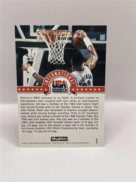 1994 SkyBox USA 1 Alonzo Mourning USA Basketball Card EBay