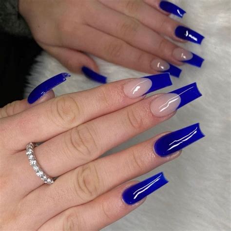 Gorgeous Royal Blue Nail Designs Glossy Royal Blue French Tip