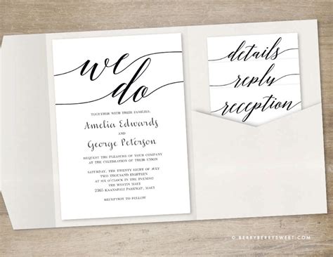 Printable Pocket Wedding Invitation Template MODERN SCRIPT - Etsy