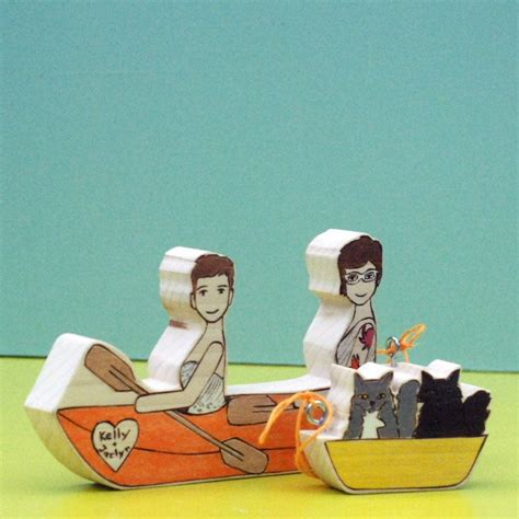 Custom Wedding Cake Topper Same Sex Lesbian Gay Couple In Canoe Or Kayak With Separate Boat