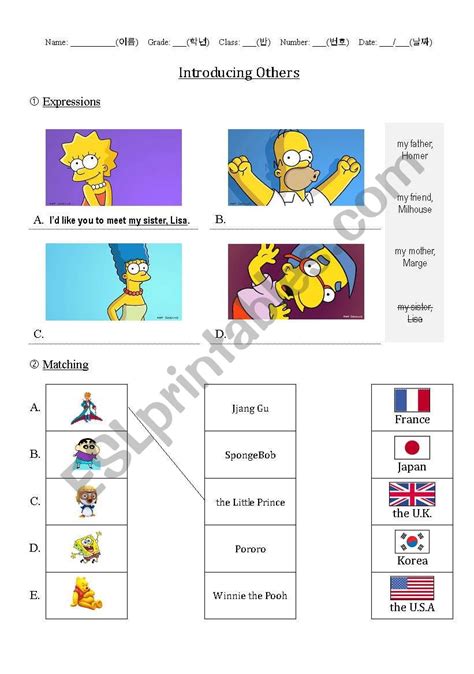 Introducing Others Esl Worksheet By Jleese