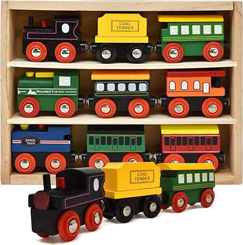 Number 1 in Gadgets Wooden Train Cars - 9 Piece Collection of Magnetic ...