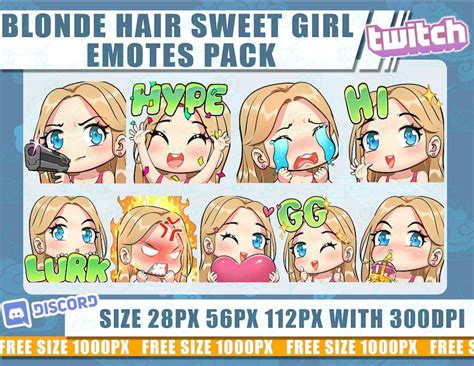 Blonde Hair Twitch Emotes Girl Emotes Cute Girl Emotes Emotes Bundle Emote Twitch Chibi