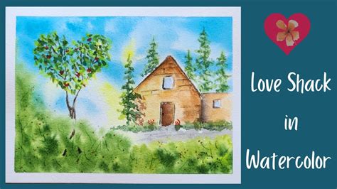 Easy Watercolor Valentine Card Tutorial With A Heart Shaped Tree Youtube