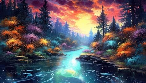 Premium Photo | Delightful moonlit night painting illustration