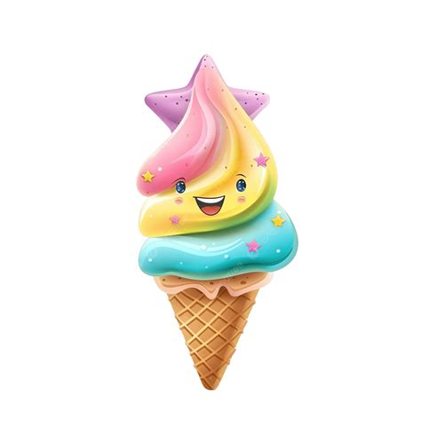 Cono De Helado De Estrella De Dibujos Animados Coloridos Png Dibujos Dibujos Animados Estrella