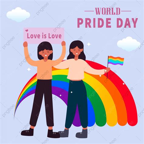 Rainbow Pride Day Gay Girl Cloud Bunting Dibujos Animados Morado Plantilla De Redes Sociales