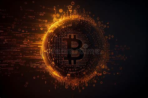 Símbolo De Bitcoin En Círculo Con Código Binario Concepto De