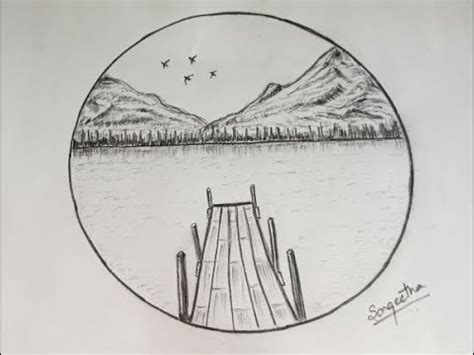 Easy Drawing Scenery In Circle / Easy step by step drawing tutorials ...