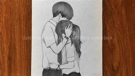 How To Draw A Boy And Girl Hugging Drawing Easy Pencil Sketch