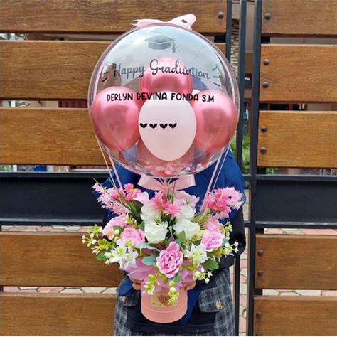 Jual Bucket Balon Bloom Box Flower Bouquet Bunga Kode 002 Miki